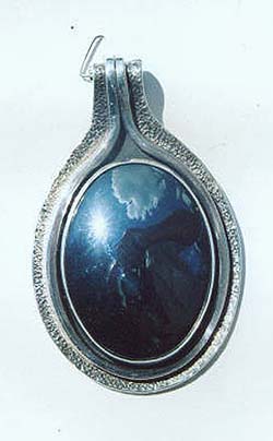 Obsidian Pendants, Turquoise